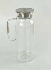 Resim 1500 Ml Borosilikat Cam Su Sürahisi - Metal Kapaklı Ve Isıya Dayanıklı Diğer 