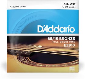 Resim Daddario Ez910 Akustik Gitar Tel Seti, 85/15 Bronze, Light Gauge 