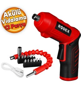 Resim Rodex RDX3085 Akülü Vidalama Şarjlı Tornavida Vidalama Ucu (12 Parça) 