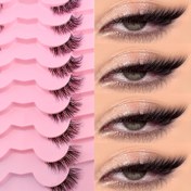 Resim 9 Çift 3D Kabarık Şeffaf Saplı Yarım Göz Takma Kirpik, Göz Kuyruğu Uzatma, Göz Takma Kirpik, Şeffaf Sap, Çapraz, Doğal, Kabarık, Bukleli, 3D Kabarık, Rahat ve Çok Yönlü, Çeşitli Durumlar İçin Uygun, kirpik seti, ipek kirpik, takma kirpik seti, kirpik takma, makyaj malzemesi, ipek kirpik seti 