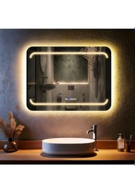 Resim Recta Günışığı Kumlamalı Lavabo & Banyo Aynası Dokunmatik Sensörlü 65 X 90 Cm 