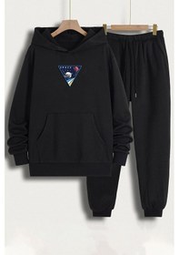 Resim Uyguntarz Unisex Space Baskılı Eşofman Takımı Siyah 