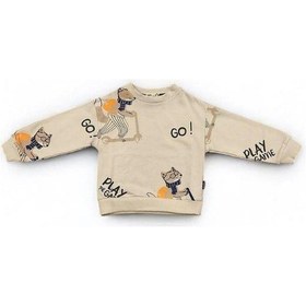 Resim Zekids Erkek Çocuk Go Yazılı Sweatshirt-14665 Taş 