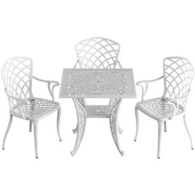 Resim İstanbul Kare Masa 3 Lü Hitit Sandalye Beyaz 