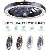 Resim Uzaktan Kumandalı, Ayarlanabilir Işık ve 3 Renk Modu (Sıcak Beyaz'ten Soğuk Mavi'ye) ile 33.02cm Modern LED Tavan Vantilatörü - Kolay E26/E27 Kurulumu, Yatak Odası, Mutfak, Oturma Odası, Garaj, Banyo için Ayarlanabilir Hızlar 
