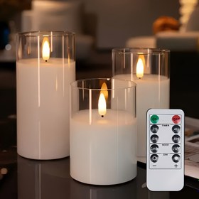 Resim Uzaktan Kumandalı 3 Adet Alevsiz LED Mumlar, 2/4/6/8 Saatlik Zamanlayıcı, Titrek Alev Efekti, AAA Pil Gücü (Piller Dahil Değil) - Ev Dekoru, Cadılar Bayramı, Noel, Partiler, Düğünler, Aile Etkinlikleri ve Günlük Ortam İçin İdeal, Mum Dekorasyonları, Etkinlik Aydınlatması, Modern Mum Tasarımı, Dayanıklı Plastik Mumlar 