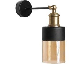 Resim Mediterian Hareketli cam başlık, siyah metal gövde, vintage tarz, şık tasarım, E27 duy, modern görünüm 