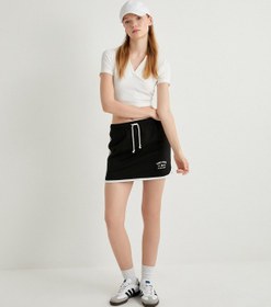 Resim Koton Tenis Eteği Beli Bağlamalı Baskı Detaylı Pamuklu Siyah 4sal40143ık Siyah 