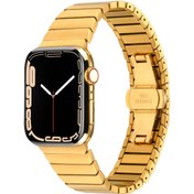 Resim ​​​Watch Ultra 49mm Kordon Uyumlu KRD-79 Metal Strap Kayış CLO- Gold 