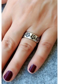 Resim Antik Gümüş Kaplama Çiçek Şekilli El Yapımı Ayarlanabilir Yüzük - 509197732 Çok Renkli 