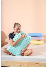 Resim Color Terapi Hava Kanallı Yeşil Ortopedik Visco Yastık 60x40x15 Cm Beyaz 