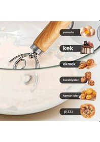 Resim Ahşap Görünümlü Saplı El Mikseri Ve Hamur Karıştırıcı Bej 