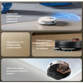 Resim Xiaomi 3D Engel Algıma Robot Yeni Seri S20+ Akıllı Halı Tanıma Fonksiyonlu Premium Robot Süpürge 6000PA Emiş Güçü 