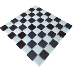 Resim MozaiKristaL Yaşam alanlarının tüm yüzeyleri için 38x38mm Beyaz-Siyah Damalı Cam Mozaik. (1 Koli=1 m2 Fiyatıdır) 