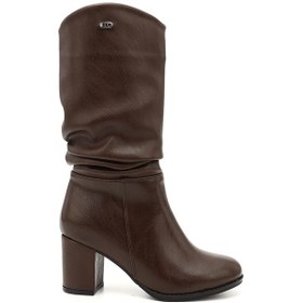 Resim Gönderi R Kadın Kahverengi Yuvarlak Burun Körüklü Kalın Topuklu Çizme Dkzc66832183 Kahverengi 