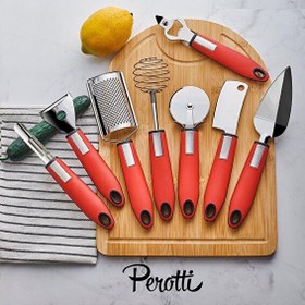Resim Perotti Pratik Mutfak Aletleri Spatula Açacak Çırpıcı Rende Seti 8 Parça Kırmızı 