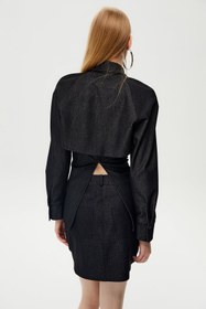 Resim Yüksek Bel Mini Siyah Denim Etek - SIYAH / 36 