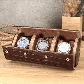 Resim Onywatch Çoklu Saat Kutusu Gerçek Deri Gerçek Deri Kahverengi, Saat Rollu, Watch Box, Watch Roll 