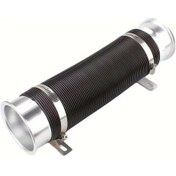 Resim Meridiangoods Silvery Adjustable Aluminum Cold Air Intake Duct Flexible Pipe System 76mm Round Hose With Red Filter 