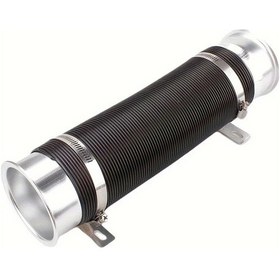 Resim Meridiangoods Silvery Adjustable Aluminum Cold Air Intake Duct Flexible Pipe System 76mm Round Hose With Red Filter 