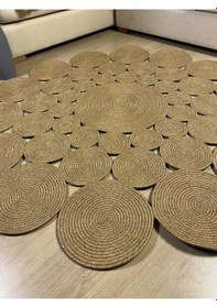 Resim Mavaux Narcissus Jüt Hasırlı Örgü Kilim Bej 