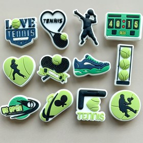 Resim 24 Adet Tenis Maçı Serisi Charm'lar, Skorer, Top ve Raketi Tasarımlarıyla - Dayanıklı PVC, Terlikler İçin Kolay Kurulum, Tenis Tutkunları İçin Özelleştirme ve Noel Hediyeleri İçin Mükemmel 