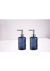 Resim Banyo Seti Cam Sıvı Sabunluk 2 Adet,kristal Desenli Mavi 300ml 6, Çok Renkli 