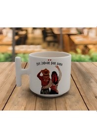 Resim Latte & Espresso El Yapımı Bff Arkadaş Motto T Kulp Kupa 200 Ml Beyaz 