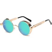 Resim Ykd Store Metal Yuvarlak Çerçeve Steampunk Retro Güneş Gözlüğü Erkek Kadınlar 5 (Yurt Dışından) 