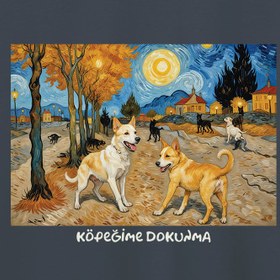 Resim Sonbaharda Gezinti - Van Gogh Sokakta Oversize Tişört 