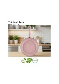 Resim 28 Cm Granit Tek Saplı Tava - Pembe Pembe 