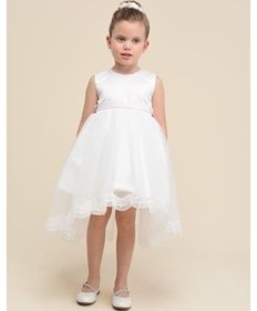 Resim Chaton D'or Kız Çocuk Krem Önü Kısa Arkası Minik Kuyruklu Abiye Elbise 1-5 Yaş Krem 