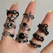 Resim 9 adet Vintage Goth Dikenli Gül Çift Yüzükler gençler için çekicilik açma punk parmağa ring takı hediye Y2K, gençler için 