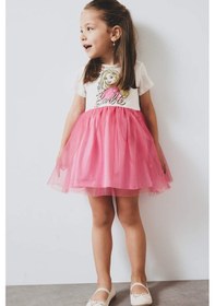 Resim DeFacto Kız Bebek Barbie Kısa Kollu Yazlık Tül Elbise F0529A525SMER105 