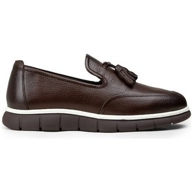 Resim Deery Erkek Kahverengi Hakiki Deri Püsküllü Loafer - 02048mkhve01 
