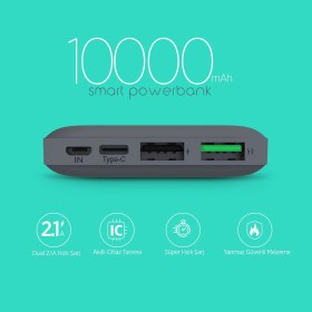 Resim Polosmart PSM71 10.000 mAh Kapasiteli Micro USB ve Type C Girişli Pilli Şarj Cihazı 