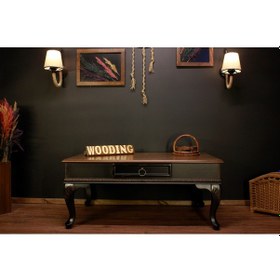 Resim Wooding 120 Cm Masif Ceviz Siyah Oymalı Orta Sehpa 