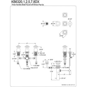 Resim Renklimestore KB6321DX Bide Musluğu, Parlak Krom, 8 x 2,13 x 2,13 