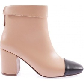 Resim Dgn K605-22k Kadin Küt Burun Fermuarli Topuklu Bot 22K605-1710-R8185 Siyah - Ten Rengi 