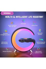 Resim SKYLOONG Ape Bluetooth Hoparlör 15w Hızlı Şarj Gece Lambası Alarm Özel Asistan Led Ambiance Google 