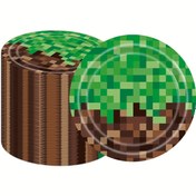 Resim Pixel Doğum Günü Parti Malzemeleri - Video Oyunu Temalı 22.86cm Boyutlu Piksel Kağıt Tabaklar, Doğum Günü Partisi Süslemesi İçin 