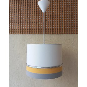 Resim Onay Beyaz Gri Sarı Kumaş Kaplama Salon Oturma Odası Yatak Odası Genç ve Çocuk Odası Avize Sarkıt Aydınlatma. 