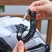 Resim Tek Paket Motosiklet Kask Kilidi Kablosu - Esnek Sarılı Paslanmaz Çelik Güvenlik Zinciri 4 Haneli Kombinasyonlu Kilit, Fırçalanmış Siyah Bitiş, Tüm Motosiklet Kasklarına Uygun - Hırsızlığa Karşı Güvenli Koruma, Motosikletçiler İçin İdeal Hediye, Kask Güvenlik Aksesuarı, Sarılı Tasarım, Hırsızlık Önleme, Şık Bitiş, Sağlam Kilit, Bisiklet Tutkunları 