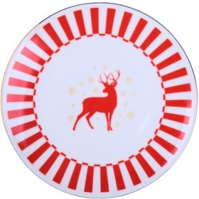 Resim Tabak Evi Porselen Altın Yaldızlı Geyik Pasta Tabağı 20,50cm Tekli Çok Renkli 