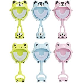 Resim Sones S8 2 Adet Çocuk Karikatür Hayvan Manuel U Şeklinde Silikon Diş Fırçası 2-12 Yaş Arası Mavi Kurbağa 