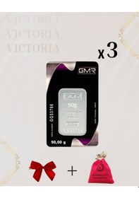 Resim Vıctorıa Gold Sertifikalı 3 Adet 50gr Külçe Gümüş 999 Ayar 