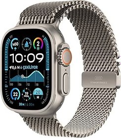 Resim Apple Watch Ultra 2 GPS + Cellular 49 mm Akıllı Saat, Sağlam Titanyum Kasa Spor Saati ve Natürel Milano Loop - Küçük Boy. Fitness Takibi, Hassas GPS, Eylem Düğmesi, Ekstra Uzun Pil Ömrü, Karbon Nötr 