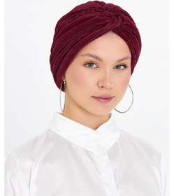 Resim Hürrem Bone Bordo Çapraz Büzgülü Tesettür Bone Fukuro Piliseli 2512 16 Bordo 