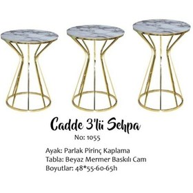 Resim Brc Cadde Zigon Beyaz Mermer Model Metal Çelik Gold Renk Kaplama 