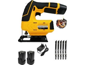 Resim Dynamic Max 8 Serisi Çift Akülü Şarjlı Dekupaj Testere Bakır Sargılı Bıçak Hediyeli Sarı 